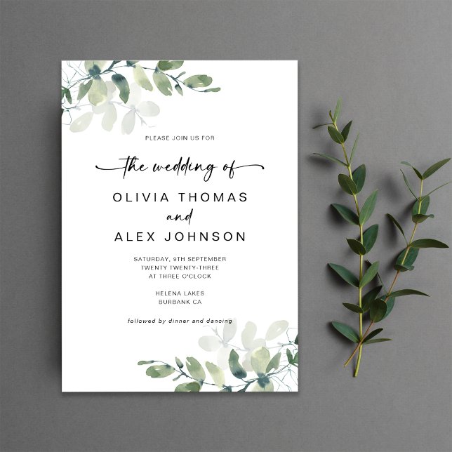 Eucalyptus Modern Wedding Invitation (Creator Uploaded)