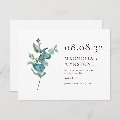 Eucalyptus Modern Wedding Save The Date Note Card