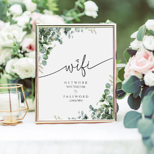 Eucalyptus Modern WiFi Password Wedding Sign