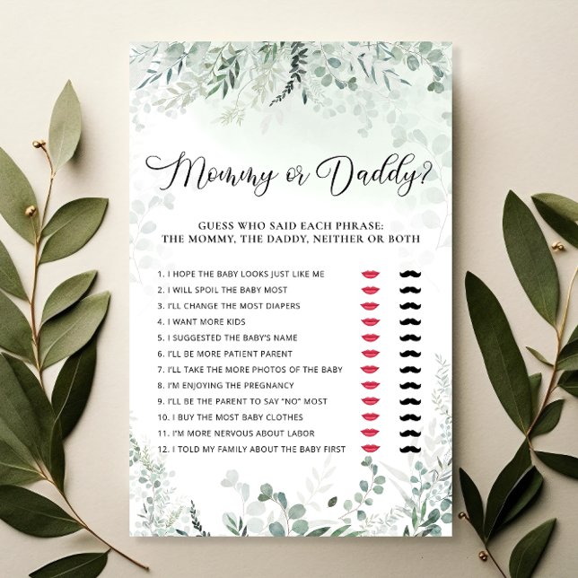 Eucalyptus Mommy or Daddy Baby Shower Game (Creator Uploaded)