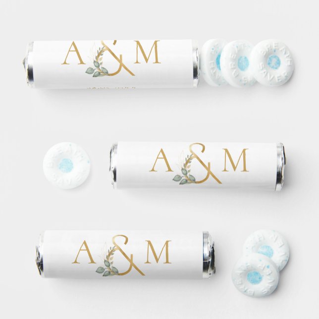 Eucalyptus Monogram Ampersand Wedding Breath Savers® Mints (Assorted)