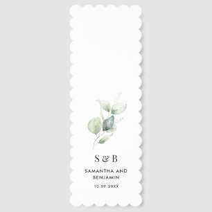 Eucalyptus Monogram Botanical Wedding Favors Bookmarks