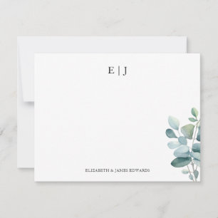 Eucalyptus Monogram Couple Initials Personalized Note Card