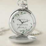 Eucalyptus Monogram Groom Wedding Day Pocket Watch<br><div class="desc">From our bestselling eucalyptus wedding collection</div>