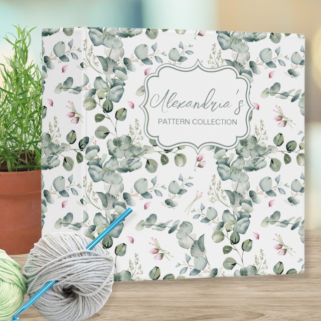 Eucalyptus Monogram Pattern Keeper 3 Ring Binder (Creator Uploaded)