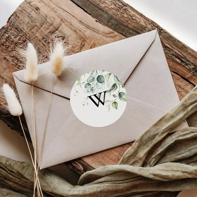 Eucalyptus Monogram Wedding Envelope Seals (Creator Uploaded)