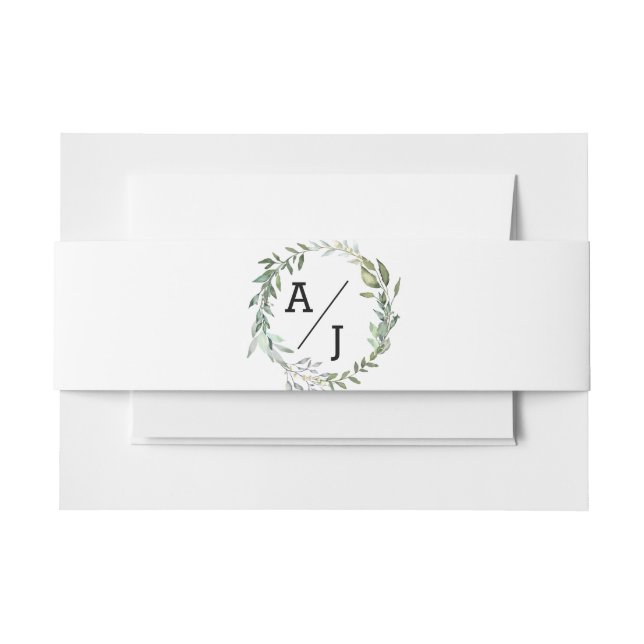 Eucalyptus Monogram Wedding Invitation Belly Band (Front Example)