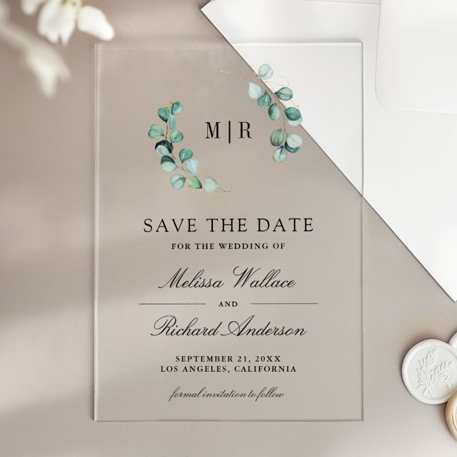 Eucalyptus Monogram Wedding Save the Date (Creator Uploaded)
