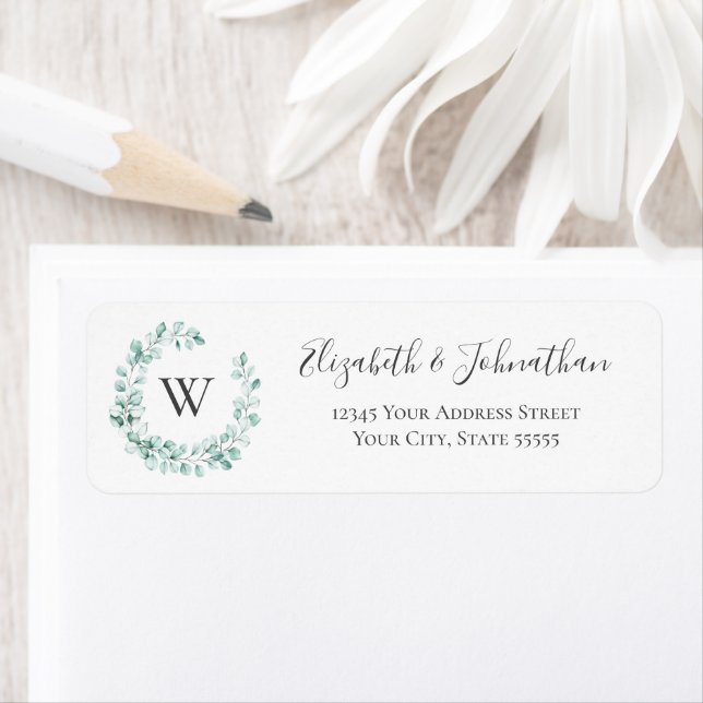 Eucalyptus Monogram Wreath Watercolor Label (Insitu)