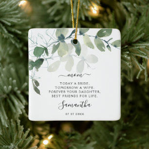 Eucalyptus Mother of the Bride Photo Keepsake Ceramic Ornament