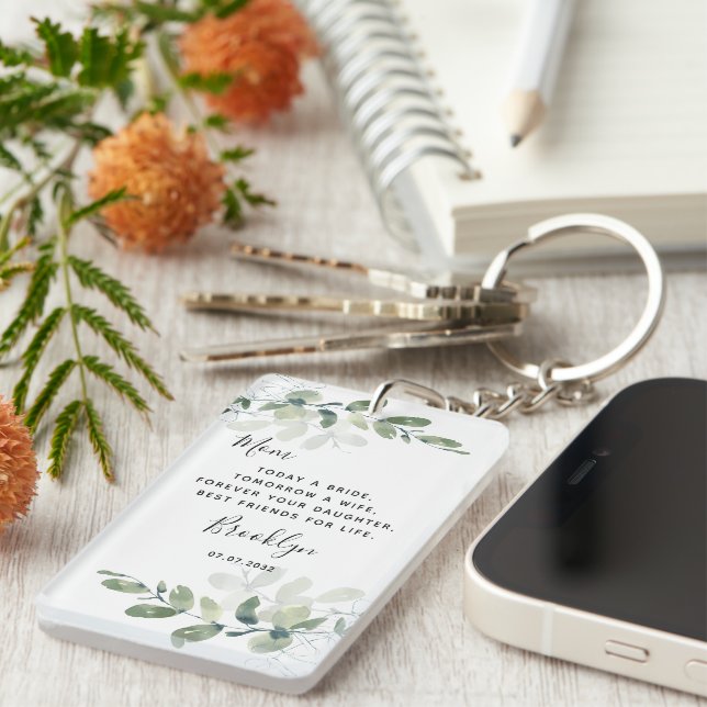 Eucalyptus Mother of the Bride Wedding Gift Keychain (Front Right)