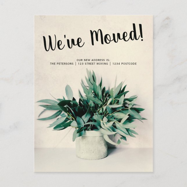 Eucalyptus moving announcement Upload your photo (Front)