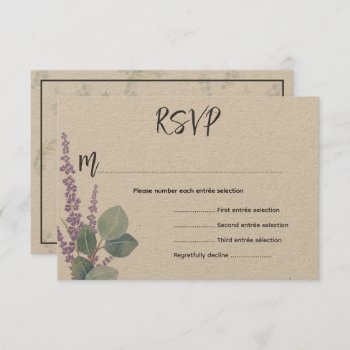 Eucalyptus N Lavender Botanical Wedding Initials  Rsvp Card by sandpiperWedding at Zazzle