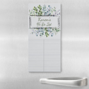 Eucalyptus Name Floral Lined Paper For Lists Magnetic Notepad