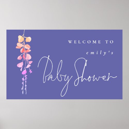 Eucalyptus Name Periwinkle Welcome to Baby Shower Poster