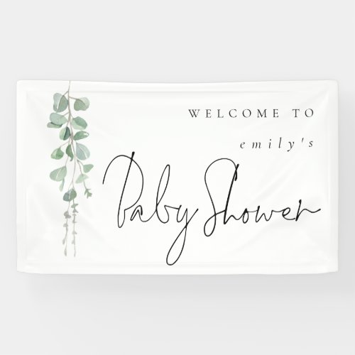 Eucalyptus Name Welcome to Baby Shower Banner