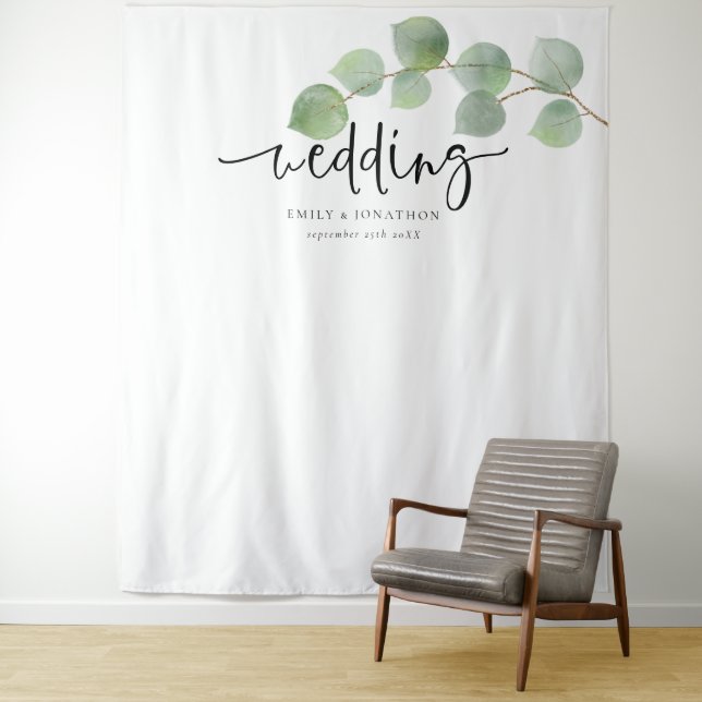 Eucalyptus Names Date Wedding Backdrop for Photos (In Situ)