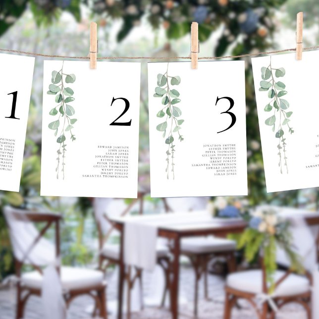 Eucalyptus Names Seating Chart Table Number Card (Creator Uploaded)