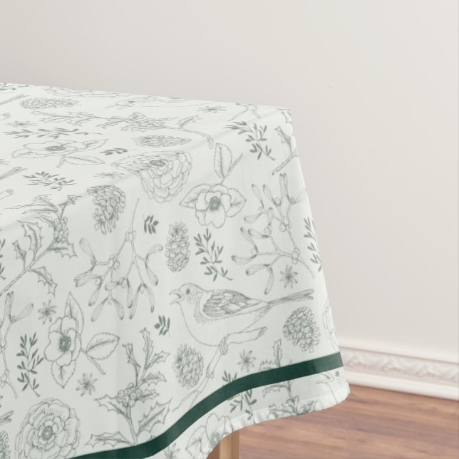 Eucalyptus Natural Christmas & Emerald Border Tabl Tablecloth (In Situ)