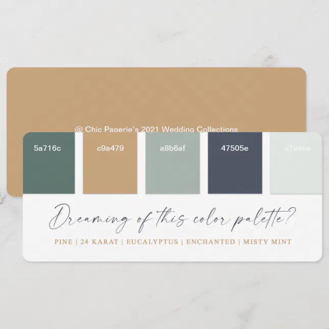 Eucalyptus Navy Gold Wedding Color Palette Card Zazzle