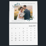 Eucalyptus Newlywed Wedding Photography Collage Calendar<br><div class="desc">Simple Minimalist Eucalyptus Frame Wedding Monogrammed Calendar with photo collage. Perfect for your spring or summer garden or outdoor themed wedding theme. In a soft subtle muted color palette of teal aqua greens, pastel mint, dusty blue grays, and simple classic white. The elegant fonts can be changed by customizing further....</div>