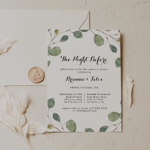 Eucalyptus Night Before Rehearsal Dinner Invitation