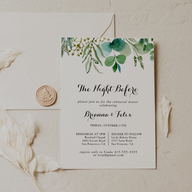 Eucalyptus Night Before Rehearsal Dinner Invitation (Creator Uploaded)