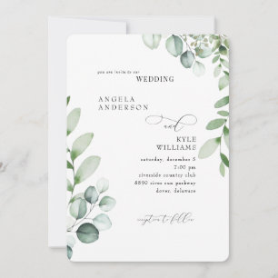 Eucalyptus No Parents Elegant Wedding Invitation
