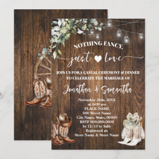 Eucalyptus Nothing Fancy Just Love Casual Wedding Invitation