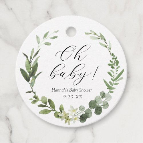 Eucalyptus Oh Baby Classic Round Sticker Favor Tags
