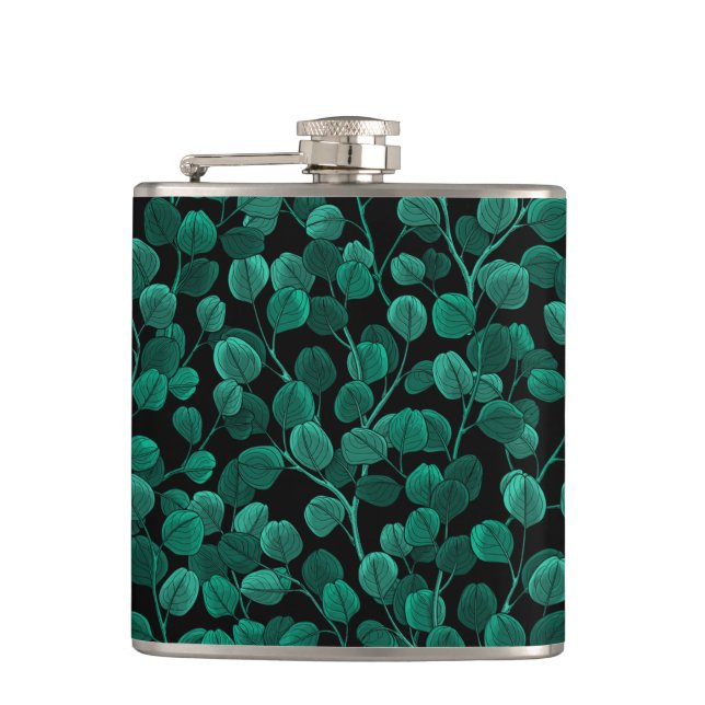 Eucalyptus on black flask (Front)