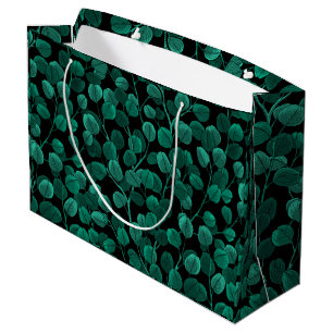 Eucalyptus on black large gift bag