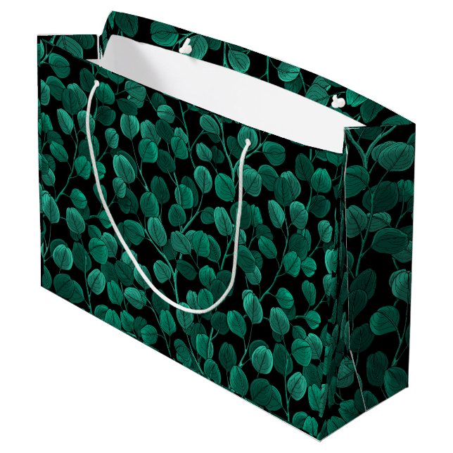 Eucalyptus on black large gift bag (Back Angled)