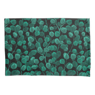 Eucalyptus on black pillow case