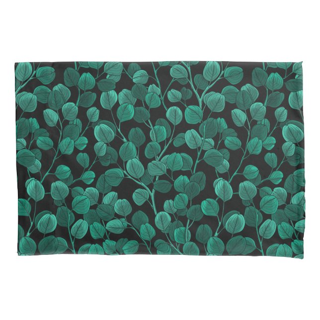 Eucalyptus on black pillow case (Front)