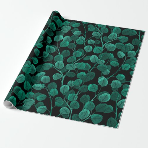 Eucalyptus on black wrapping paper