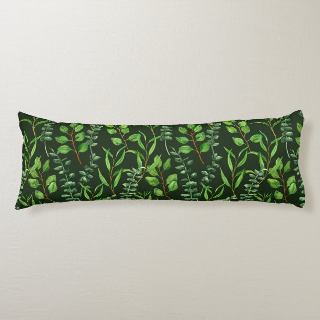 Eucalyptus  on dark green body pillow (Front)