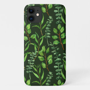 Eucalyptus  on dark green iPhone 11 case