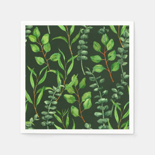 Eucalyptus  on dark green napkins