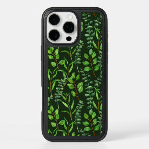 Eucalyptus on dark green iPhone 16 pro max case