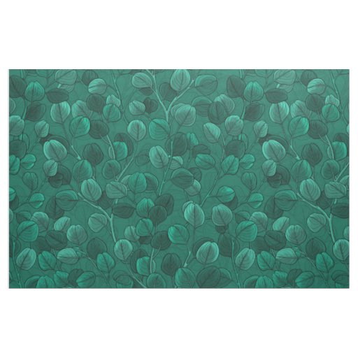 Eucalyptus on green fabric