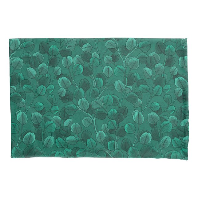 Eucalyptus on green pillow case (Front)
