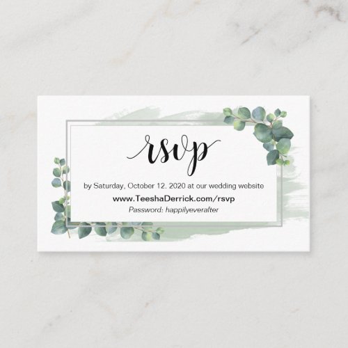 Eucalyptus online RSVP via Wedding Website Enclosure Card