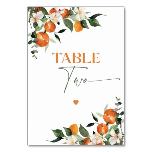 Eucalyptus oranges citrus theme table number Two