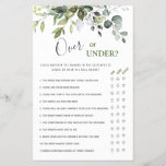 Eucalyptus Over Or Under Bridal Shower Game<br><div class="desc">Enjoy your bridal shower with these funny games.
Personalize with the bride to be's name and date of shower. 
If you need help,  contact me please.</div>