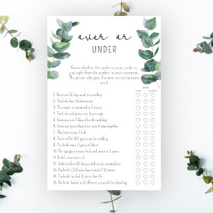 Eucalyptus - Over or Under bridal shower game