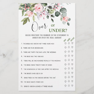 Eucalyptus Over Or Under Bridal Shower Game