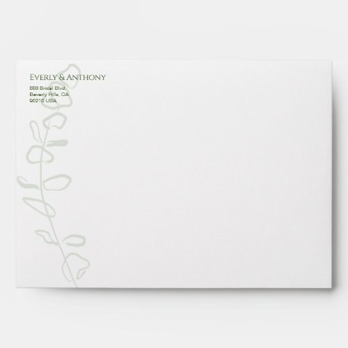 Eucalyptus overlay Wedding Custom Envelope