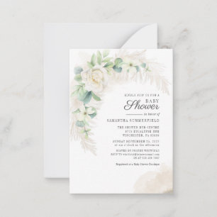 Eucalyptus Pampas Grass Greenery Girl Baby Shower Note Card