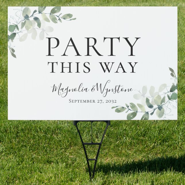 Eucalyptus Party This Way Sign (Insitu)